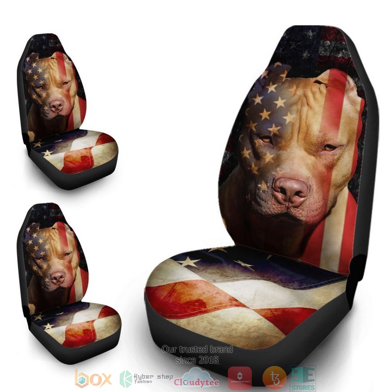 Coolest Pitbull Dog American Flag Fourth Of July Car Seat Covers