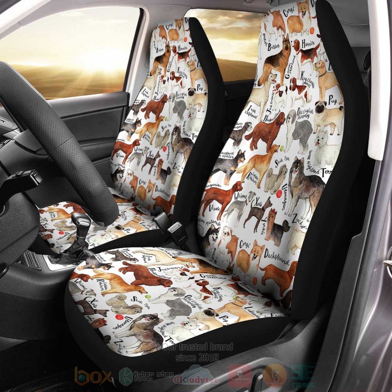 Dog Breeds Funny Dog Lovers Car Seat Cover