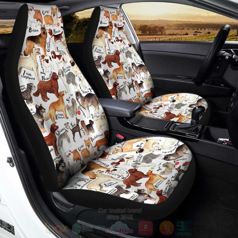Dog Breeds Funny Dog Lovers Car Seat Cover 1