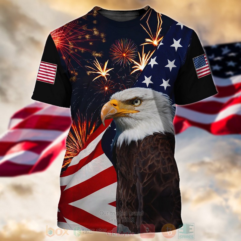 Eagle Firework Happy 4th of July T Shirt