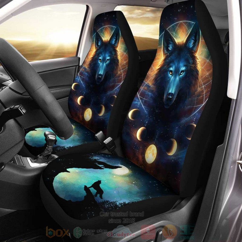 Fantasy Wolf Moon Dreamcatcher Galaxy Car Seat Covers