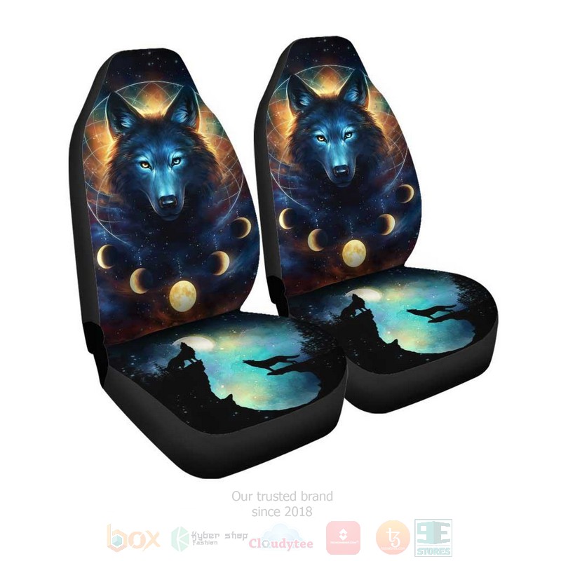 Fantasy Wolf Moon Dreamcatcher Galaxy Car Seat Covers 1