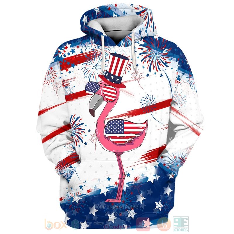 Flamingo American Flag 3D Hoodie Shirt 1 2 3 4