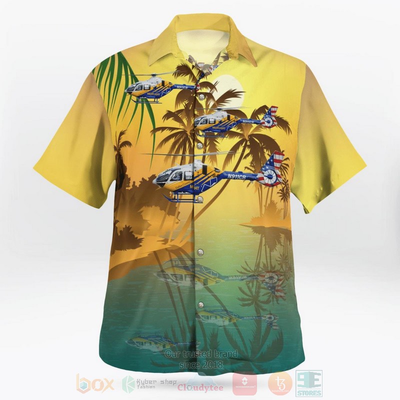 Florida Collier County EMS MedFlight Airbus H135T3H Helicopter Hawaiian Shirt 1 2
