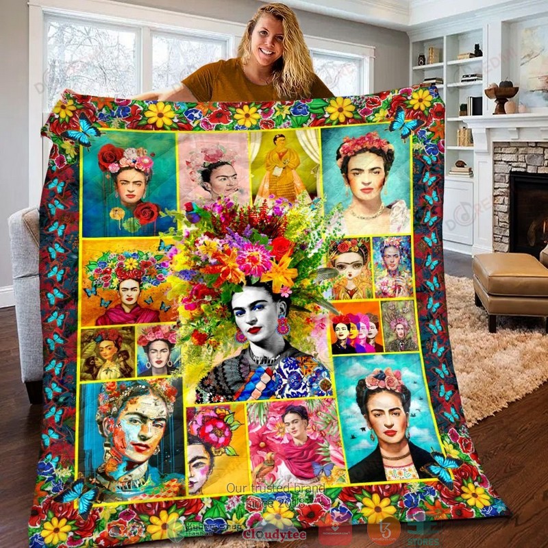 Frida Kahlo Flowers Paintings Quilt