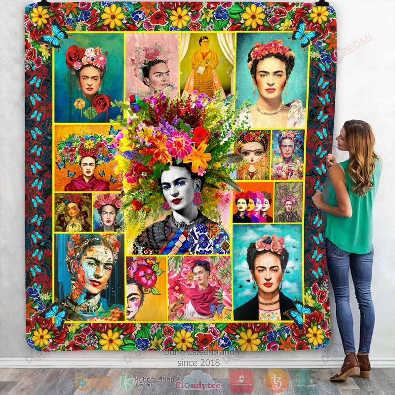 Frida Kahlo Flowers Paintings Quilt 1