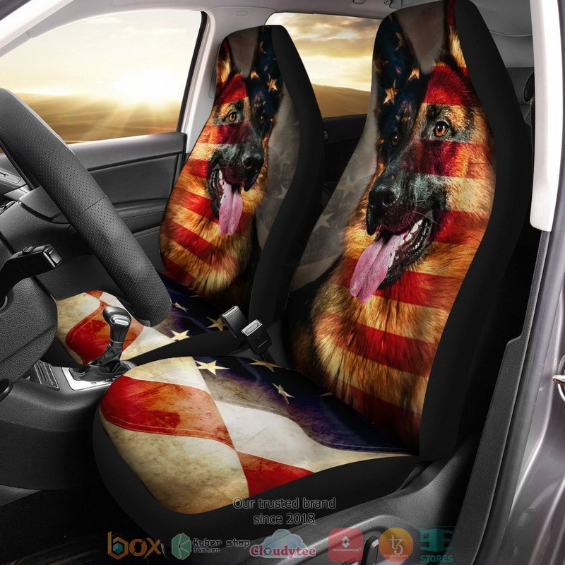German Shepherd American Flag Cool Dog Car Seat Covers 1