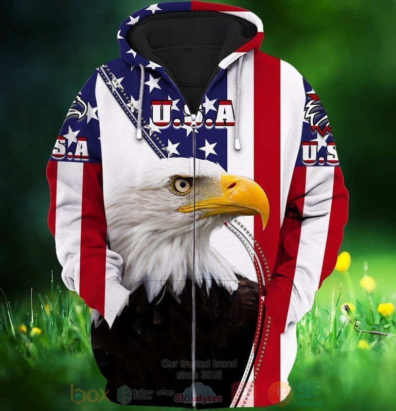 God Bless America Eagle 3D Zip Hoodie