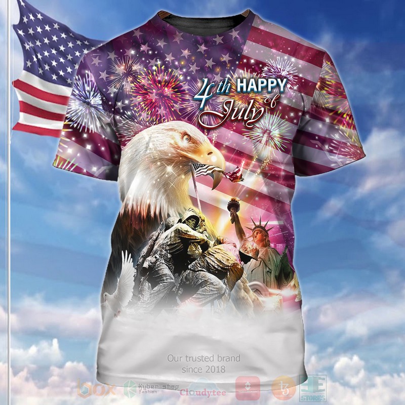 God Eagle Happy 4th of July T Shirt
