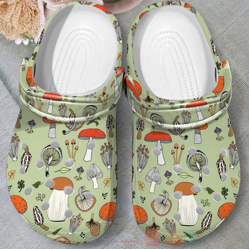 Green Mushroom Pattern Crocband Crocs Clog Shoes 1