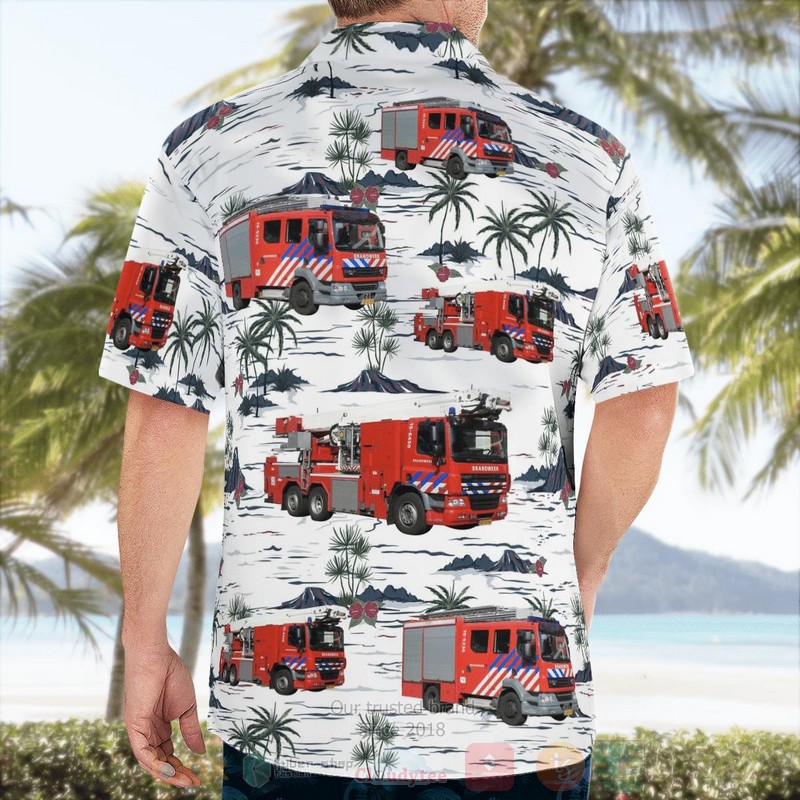 Hague Netherlands Brandweer Haaglanden White Hawaiian Shirt 1