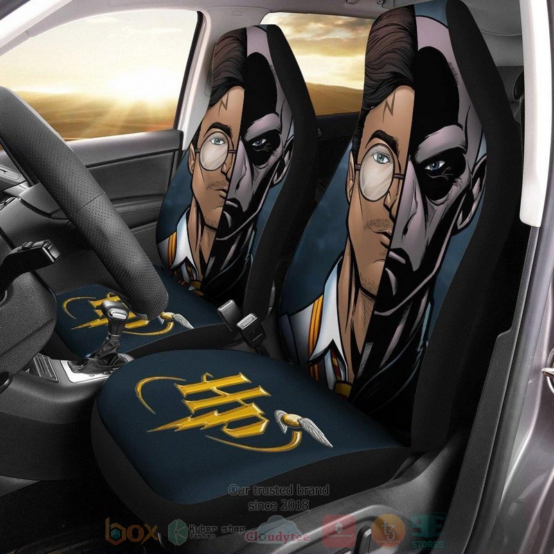 Harry and Voldemort Cartoon Half Face Car Seat Cover