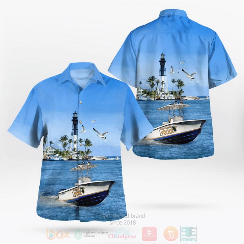 Hillsboro Beach Florida Hillsboro Beach Police Department Boat Hawaiian Shirt