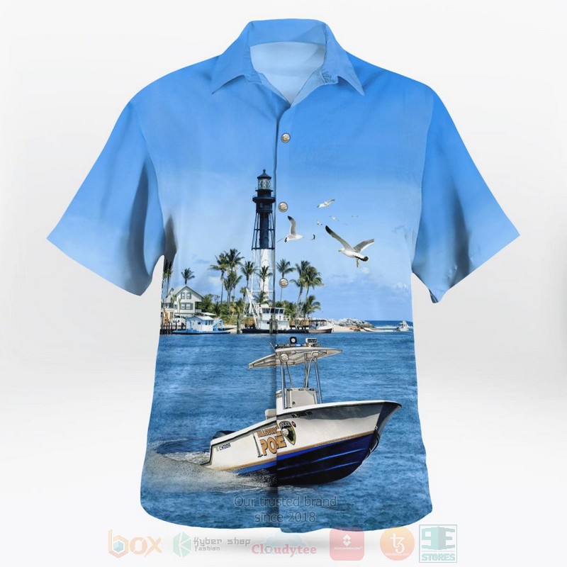 Hillsboro Beach Florida Hillsboro Beach Police Department Boat Hawaiian Shirt 1