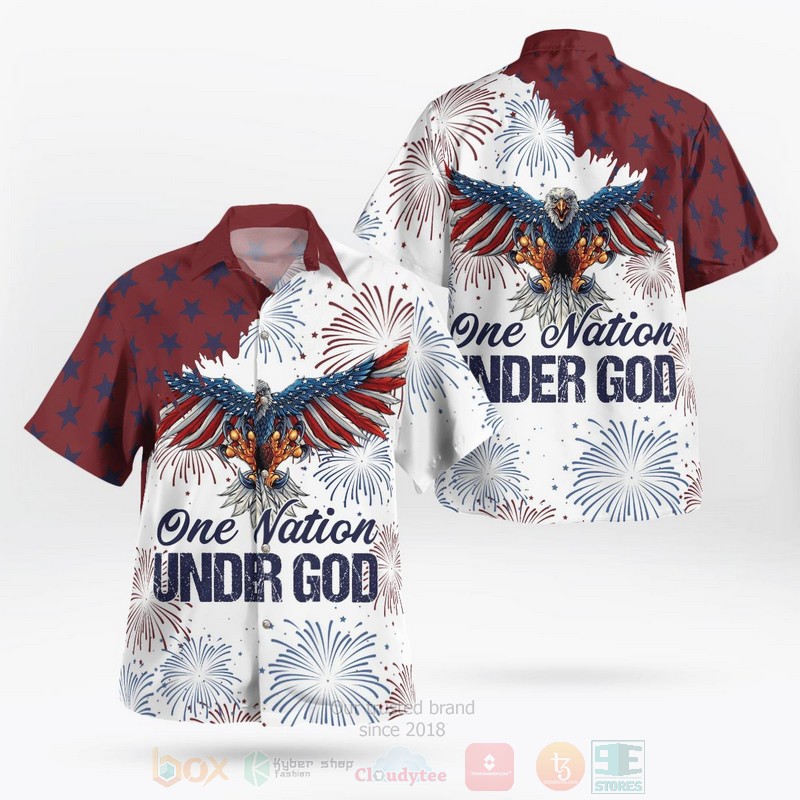 Independence Day Eagles One Nation Under God Hawaiian Shirt