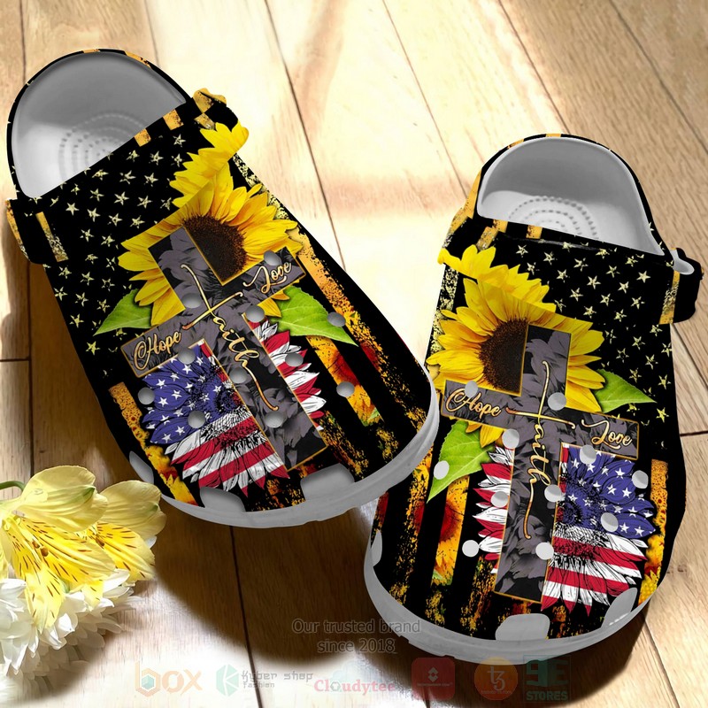 Love Hope Faith Sunflower Crocband Crocs Clog Shoes 1