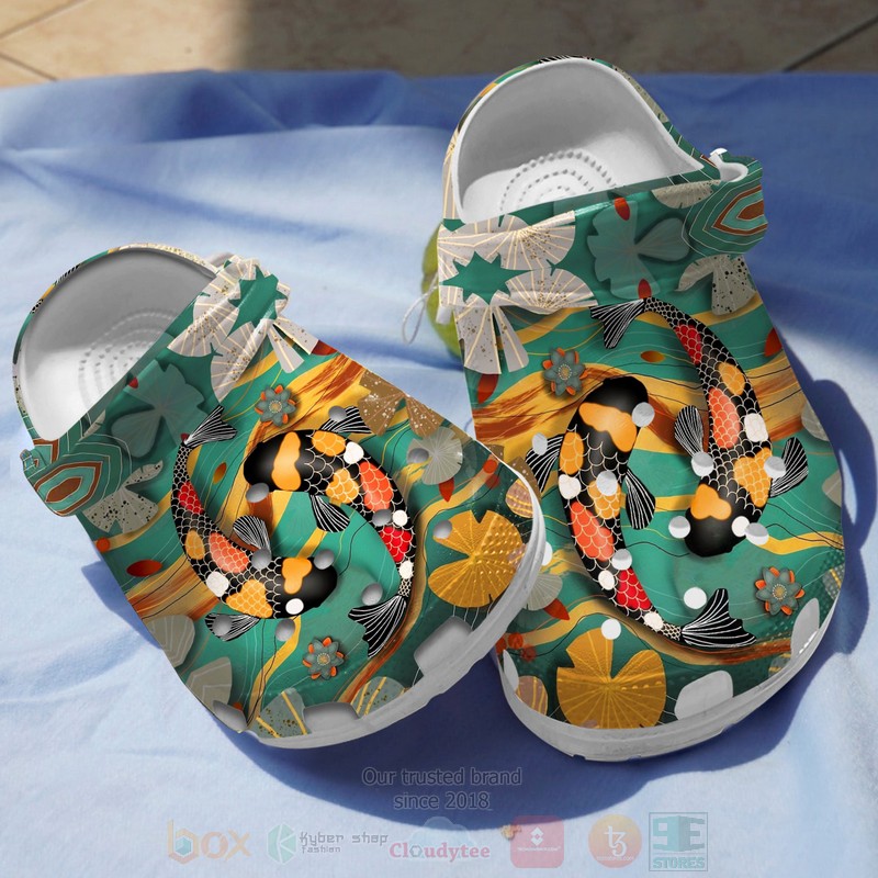 Love Koi Fish Green Crocband Crocs Clog Shoes