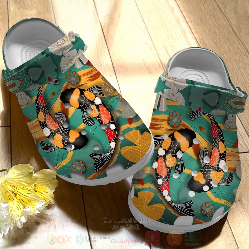 Love Koi Fish Green Crocband Crocs Clog Shoes 1
