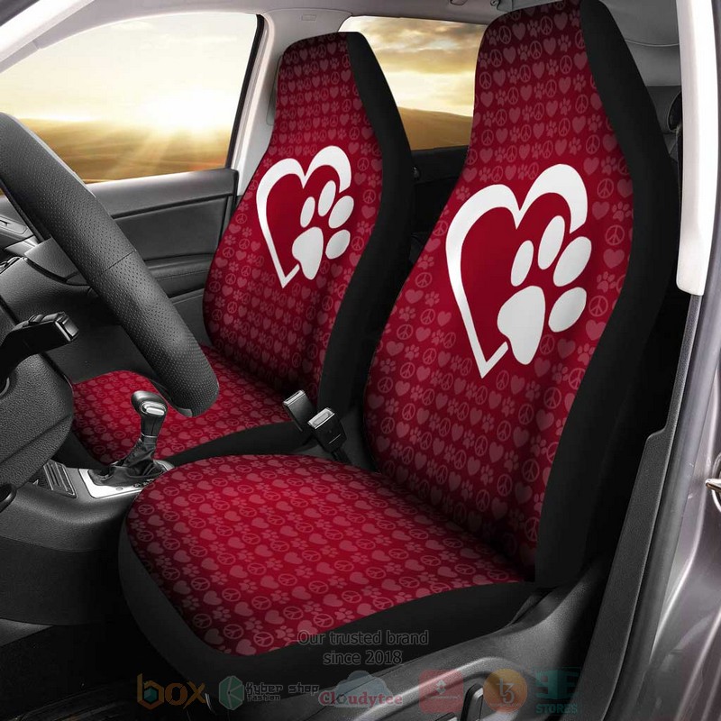 Love Peace Dog Paw Car Seat Cover