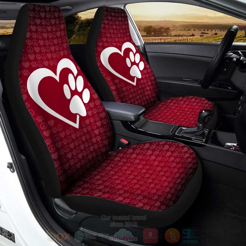 Love Peace Dog Paw Car Seat Cover 1
