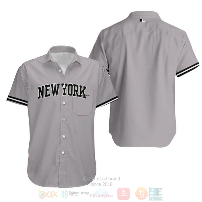 MLB New York Yankees Road Flex Base Collection Gray Hawaiian Shirt
