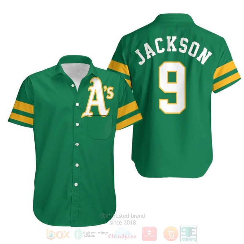 MLB Oakland Athletics Reggie Jackson 9 2020 Green Hawaiian Shirt