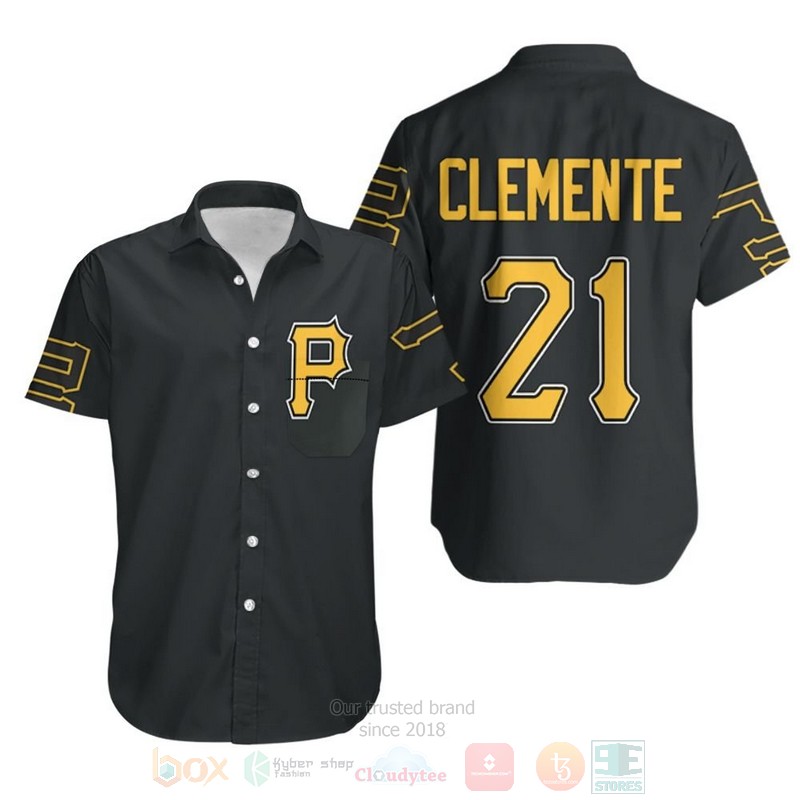 MLB Pittsburgh Pirates Roberto Clemente 21 2020 Black Hawaiian Shirt