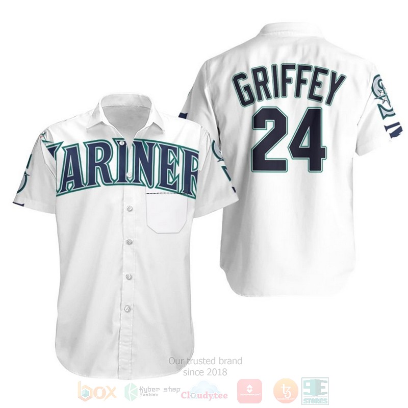 MLB Seattle Mariners Ken Griffey Jr 24 2020 White Hawaiian Shirt