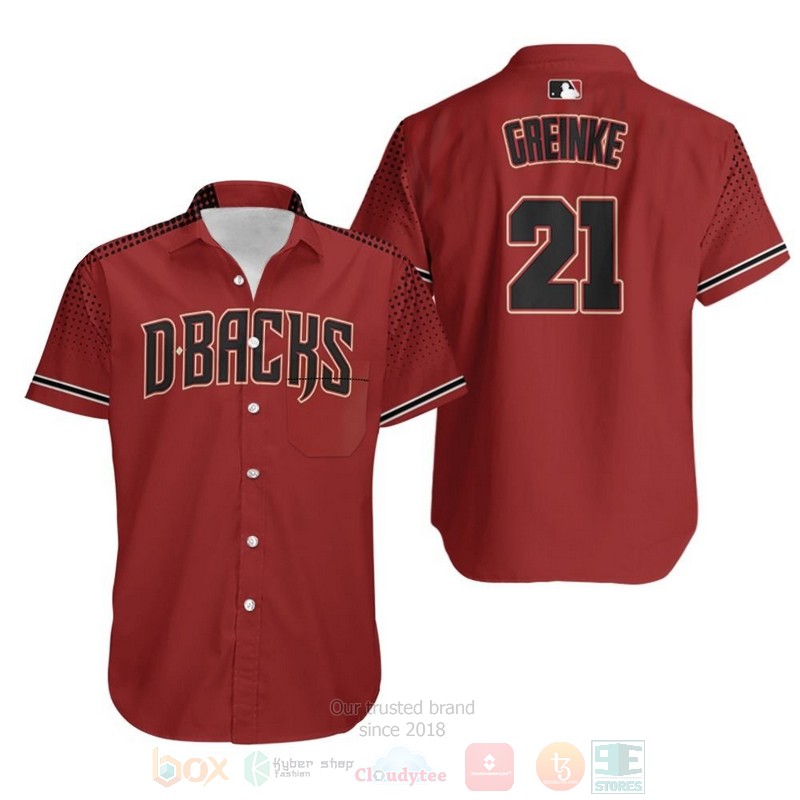 MLB Zack Greinke Arizona Diamondbacks Sedona Red Black Hawaiian Shirt
