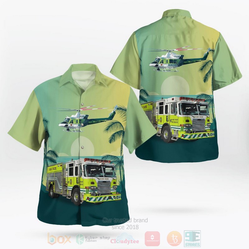 Miami Dade Fire Rescue Florida Pumper Bell 412 Hawaiian Shirt