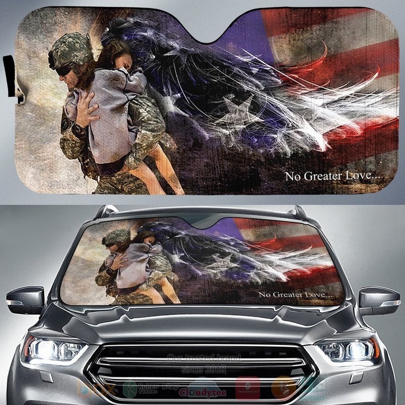My Hero Soldier American Flag Car Sunshade