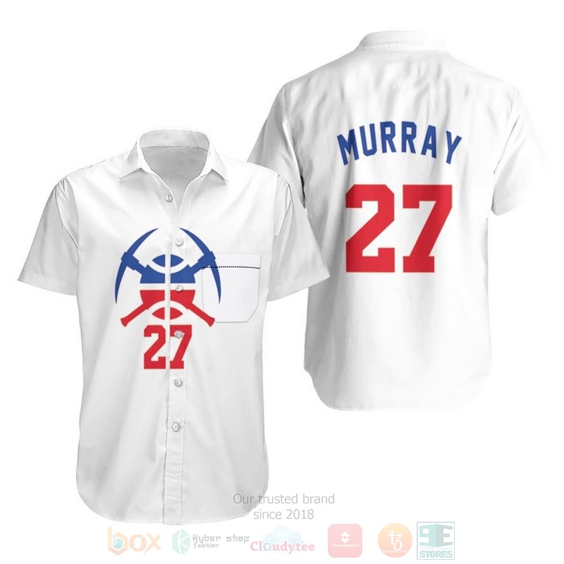 NBA Nuggets Jamal Murray 2020 21 Earned White Hawaiian Shirt