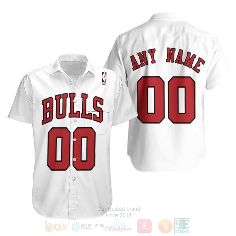 NBA Personalized Chicago Bulls Throwback 90S White Hawaiian Shirt