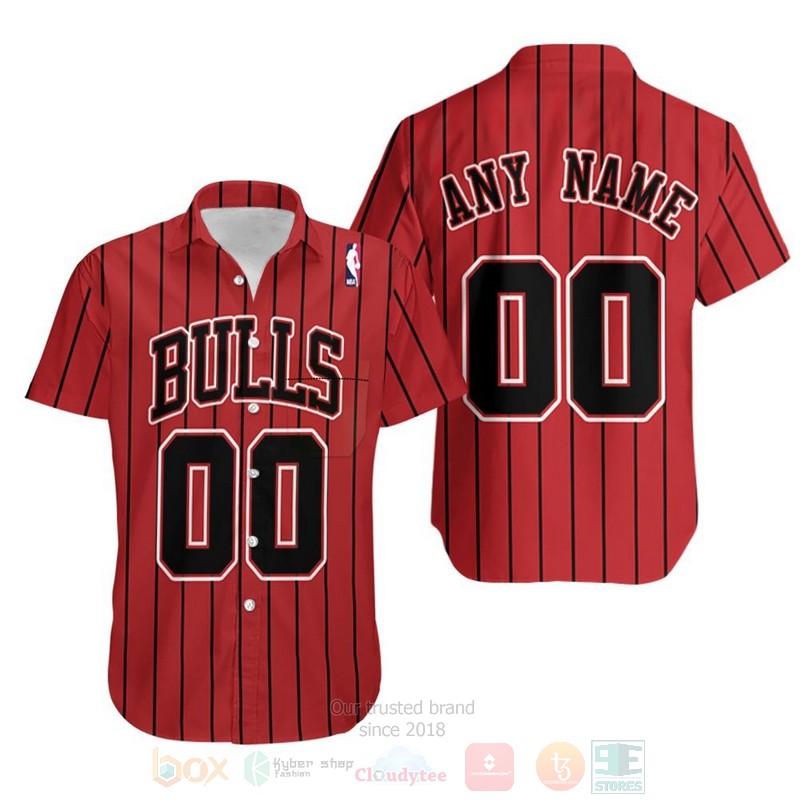 NBA Personalized Chicago Bulls Throwback Red Black Hawaiian Shirt
