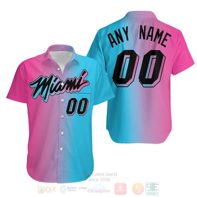 NBA Personalized Miami Heat 2020 City Split Pink Blue Hawaiian Shirt