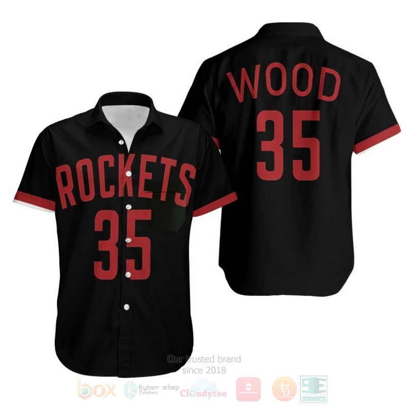 NBA Rockets Christian Wood 2020 21 Earned Black Hawaiian Shirt