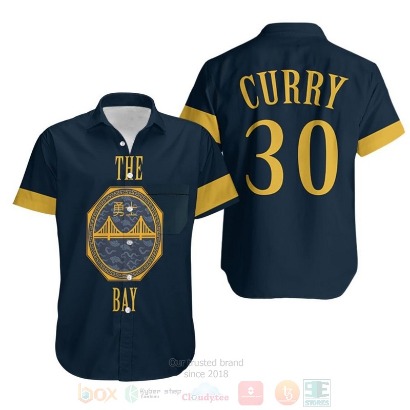 NBA Stephen Curry Golden State Warriors City Navy Hawaiian Shirt