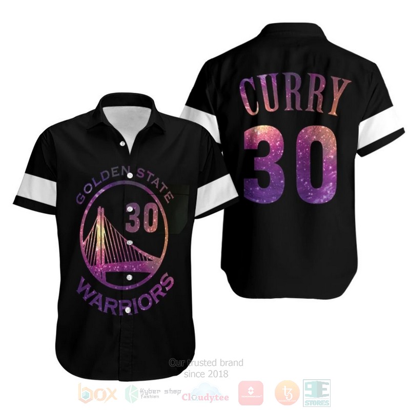 NBA Warriors Stephen Curry Iridescent Black Hawaiian Shirt