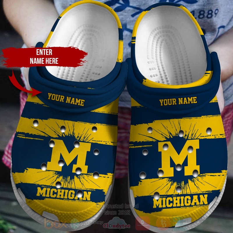 NCAA Michigan Wolverines football Custom Name Crocband Crocs Clog Shoes