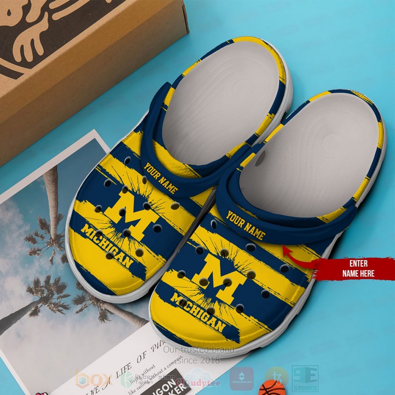 NCAA Michigan Wolverines football Custom Name Crocband Crocs Clog Shoes 1