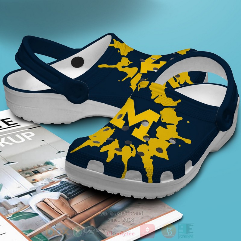 NCAA Michigan Wolverines football Custom Name Navy Crocband Crocs Clog Shoes