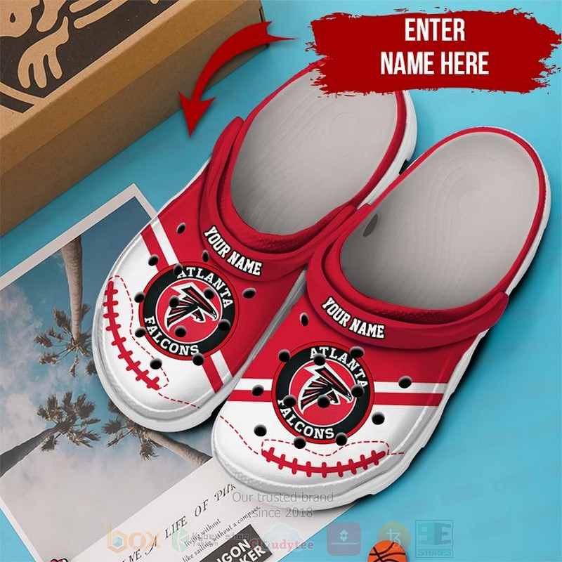 NFL Atlanta Falcons Custom Name Red White Crocband Crocs Clog Shoes