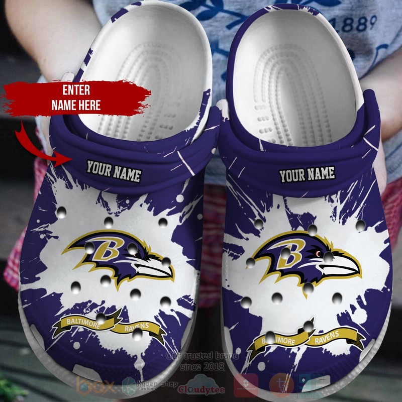 NFL Baltimore Ravens Custom Name Crocband Crocs Clog Shoes