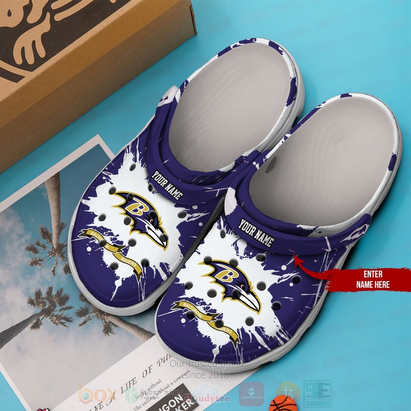 NFL Baltimore Ravens Custom Name Crocband Crocs Clog Shoes 1