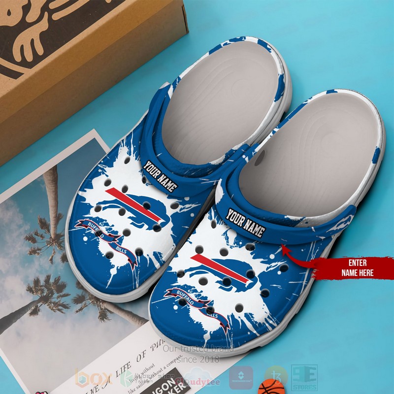 NFL Buffalo Bills Custom Name Blue Pattern Crocband Crocs Clog Shoes