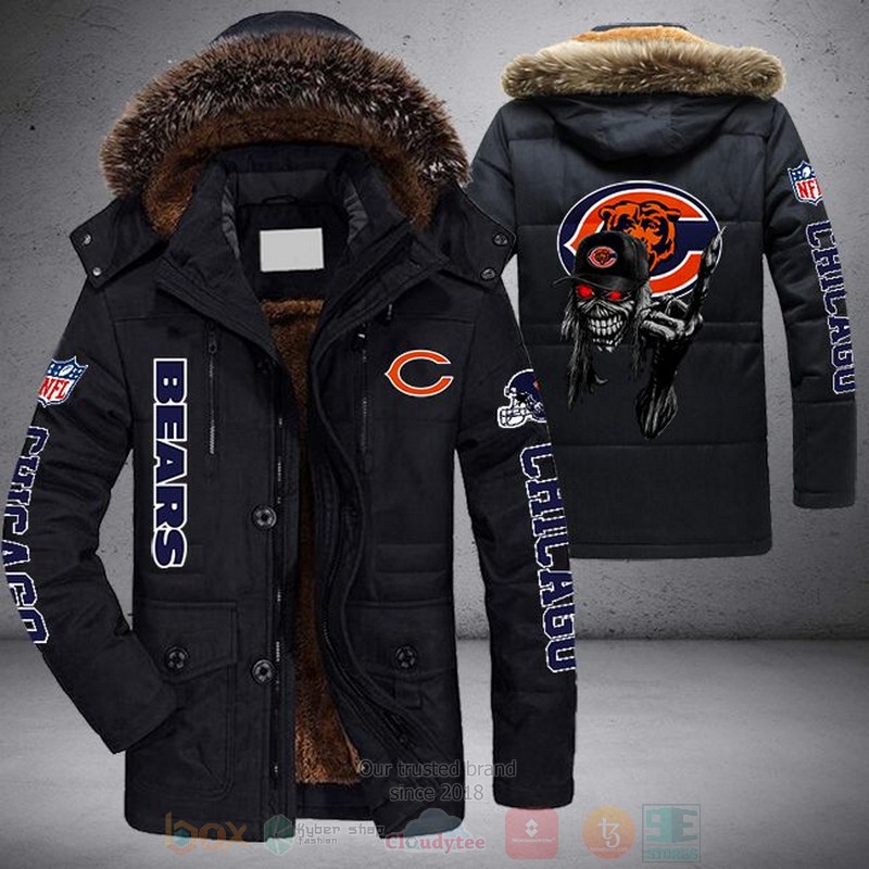 NFL Chicago Bears Skull Hat Parka Jacket