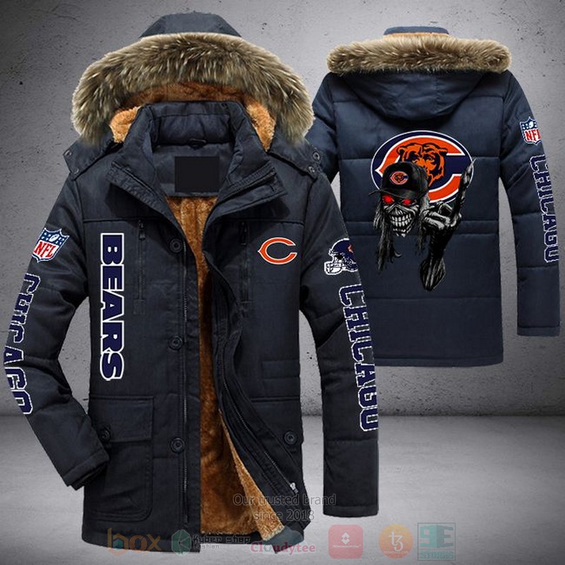 NFL Chicago Bears Skull Hat Parka Jacket 1