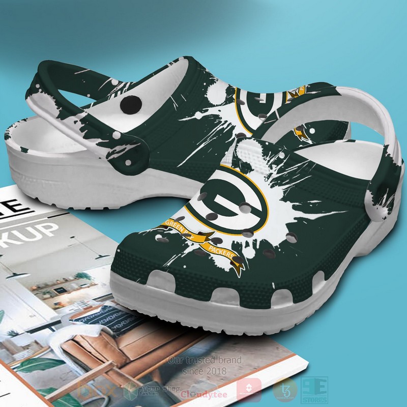 NFL Green Bay Packers Custom Name Green White Crocband Crocs Clog Shoes 1