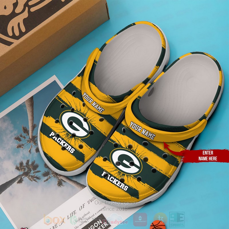 NFL Green Bay Packers Custom Name Green Yellow Crocband Crocs Clog Shoes 1