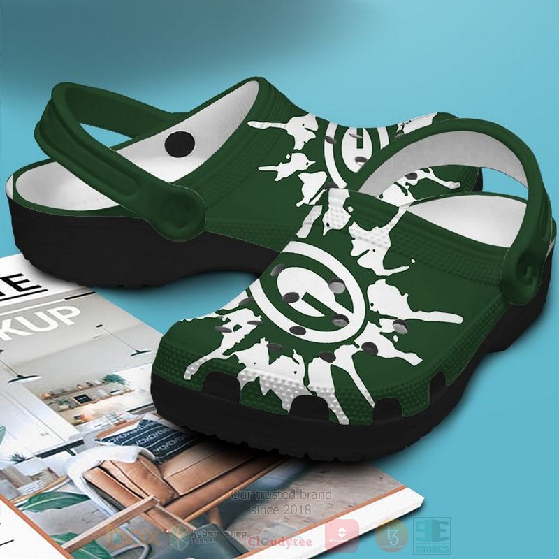 NFL Green Bay Packers Custom Name Green Pattern Crocband Crocs Clog Shoes 1